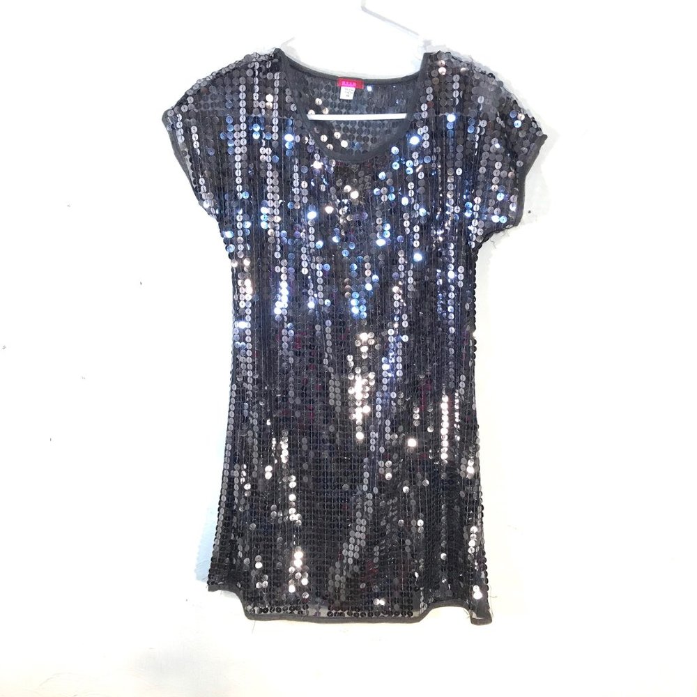 UO Lux silver sequins mesh shift dress